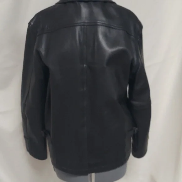 Men's Black Leather Jacket - Picture 2 of 4